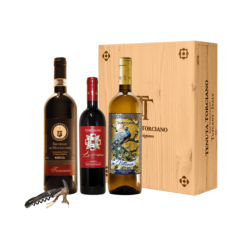 Wedding Gift Set - 3 Wines + Corkscrew + Wooden Case